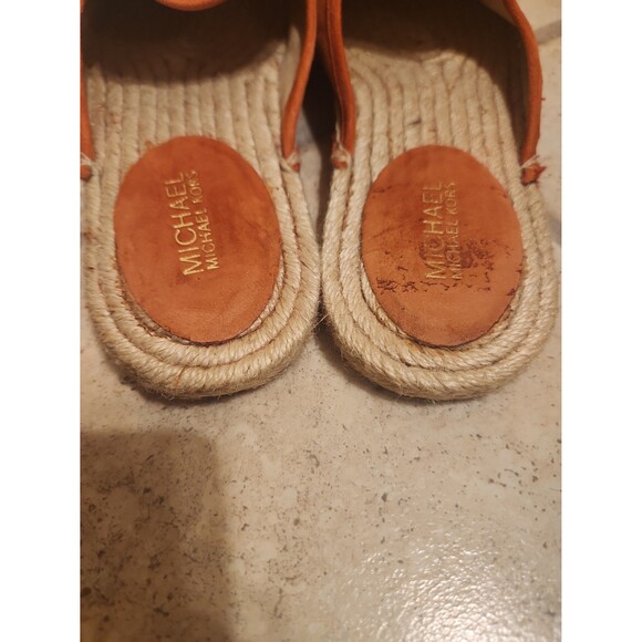 Michael Kors "Kendrick" Coral Leather & Suede Slip-on Espadrille Flats Size 7.5 - Picture 5 of 8